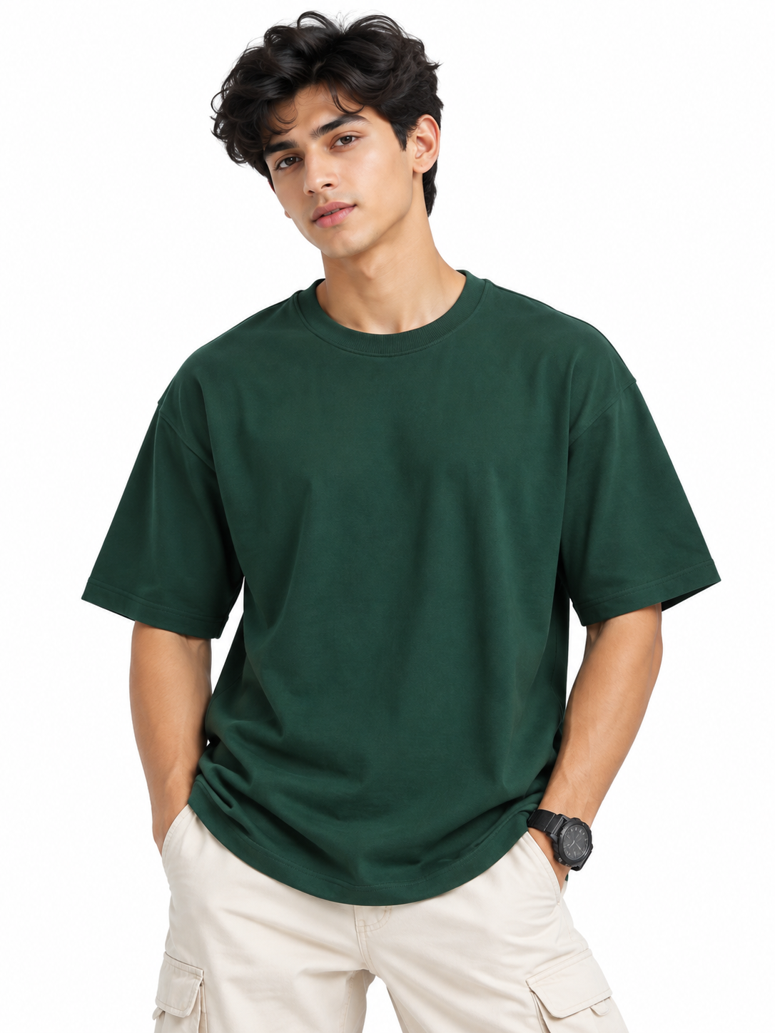 Recycle Oversized T-shirt-Bottle Green