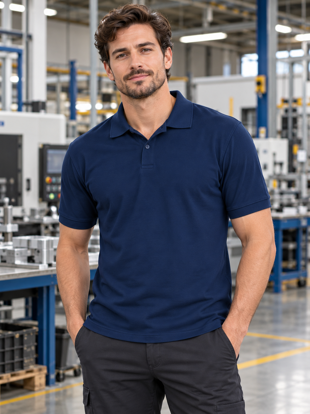 Polo (Polyester)-Navy Blue